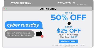 Hudson’s Bay Canada Cyber Tuesday Online Sale: Save 50% Off Sitewide + Extra $25 off with Coupon Code + $69.99 LORD + TAYLOR 100% Cashmere Sweaters