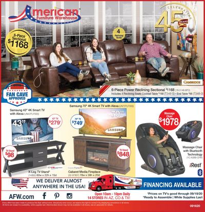 American Furniture Warehouse (AZ) Weekly Ad September 16 to October 6