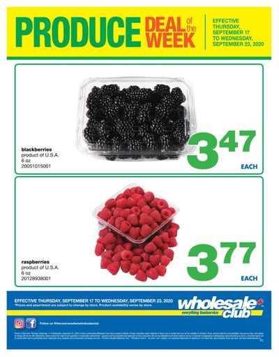 Wholesale Club (Atlantic) Produce Deal of the Week Flyer September 17 to 23