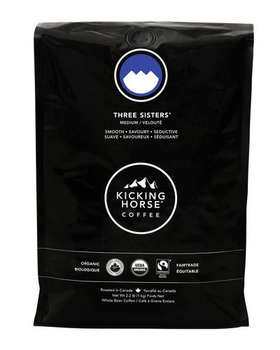 Kicking Horse Coffee, Three Sisters, Medium Roast, Whole Bean, 1kg - Certified Organic, Fairtrade, Kosher Coffee on Sale for $ 30.95 at Amazon Canada