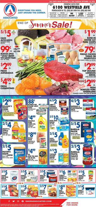 Associated Supermarkets Weekly Ad Flyer September 18 to September 24