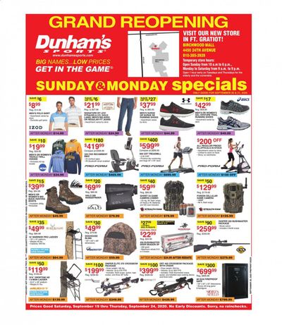 Dunham's Sports (MI) Weekly Ad Flyer September 19 to September 24