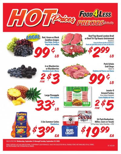 Food 4 Less (CA) Weekly Ad Flyer September 23 to September 29