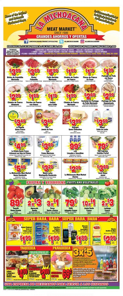 La Michoacana Meat Market Weekly Ad Flyer September 23 to October 6