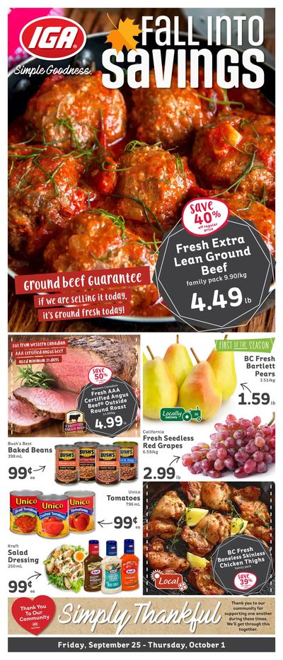 IGA (BC) Flyer September 25 to October 1
