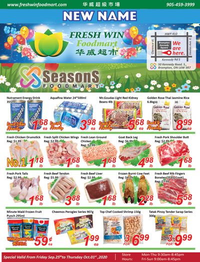 Seasons Food Mart (Brampton) Flyer September 25 to October 1