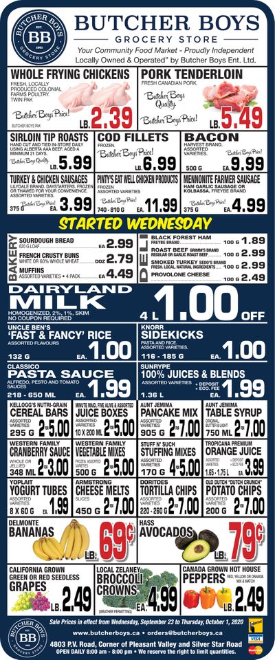 Butcher Boys Grocery Store Flyer September 23 to October 1