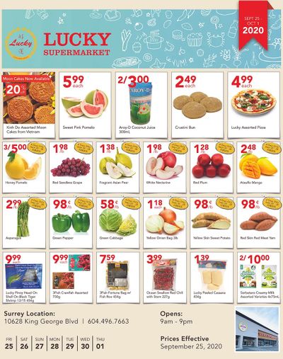 Lucky Supermarket (Surrey) Flyer September 25 to October 1
