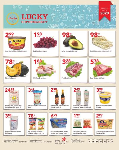 Lucky Supermarket (Winnipeg) Flyer September 25 to October 1