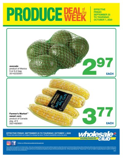 Wholesale Club (West) Produce Deal of the Week Flyer September 25 to October 1