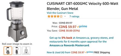 Amazon Canada Deals: Save 33% on Cuisinart Velocity 600-Watt Blender + More Offers