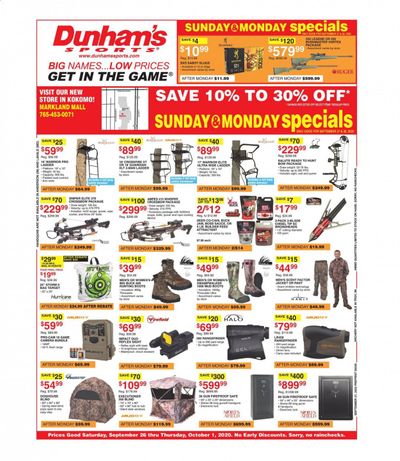 Dunham's Sports (IN) Weekly Ad Flyer September 26 to October 1