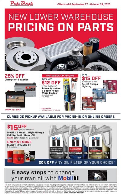 Pep Boys Weekly Ad Flyer September 27 to October 24