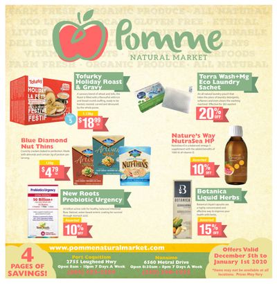 Pomme Natural Market Monthly Flyer December 5 to January 1