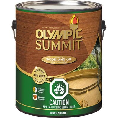 Olympic 3.79 L Summit Pre-Tinted Mahogany Blaze Semi-Transparent Exterior Stain On Sale for $27.99 (Save $42.00) at Lowe's Canada