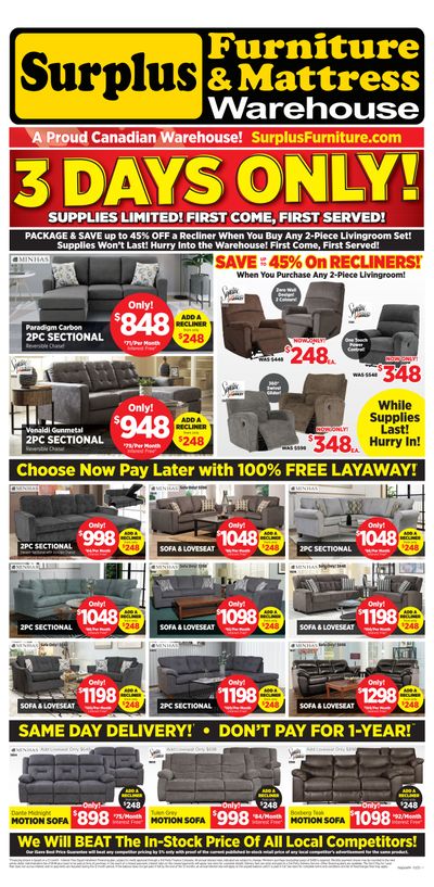 Surplus Furniture & Mattress Warehouse (Saskatoon) Flyer September 29 to October 5