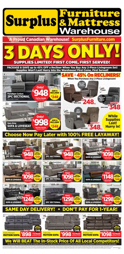 Surplus Furniture & Mattress Warehouse (Saint John) Flyer September 29 to October 5