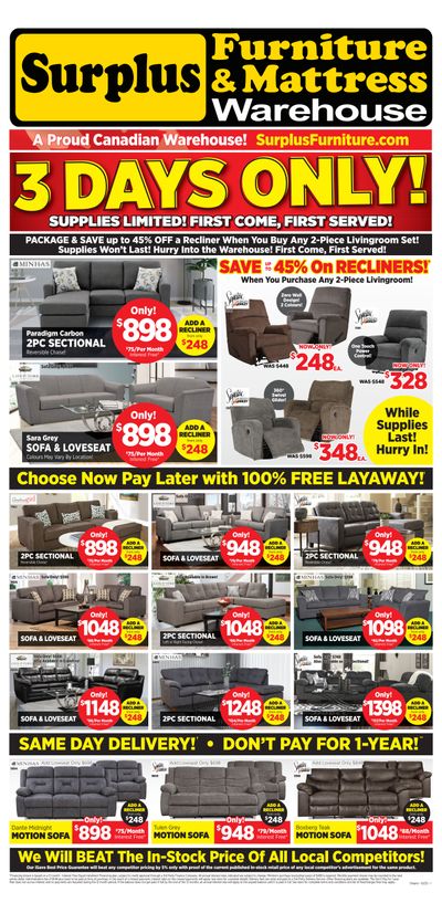 Surplus Furniture & Mattress Warehouse (Oshawa) Flyer September 29 to October 5