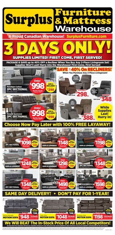 Surplus Furniture & Mattress Warehouse (Grand Falls Windsor) Flyer September 29 to October 5