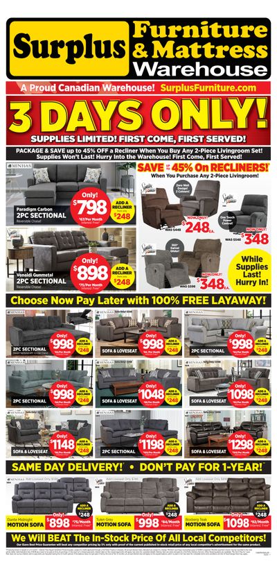 Surplus Furniture & Mattress Warehouse (Calgary) Flyer September 29 to October 5