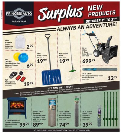 Princess Auto Surplus New Products Flyer October 1 to 31
