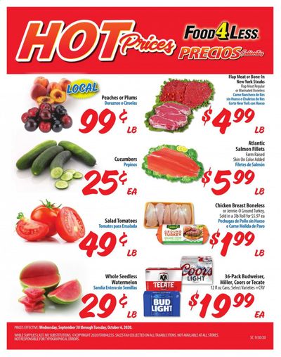 Food 4 Less (CA) Weekly Ad Flyer September 30 to October 6