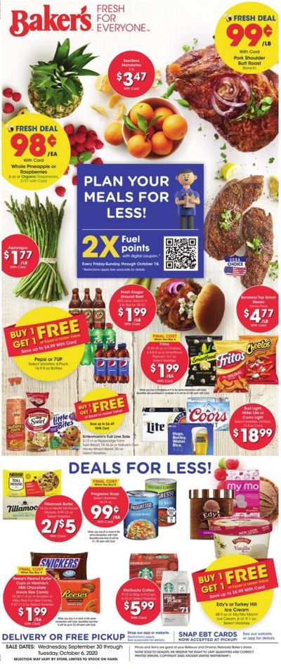 Baker's Weekly Ad Flyer September 30 to October 6