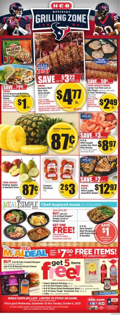 H-E-B Weekly Ad Flyer September 30 to October 6