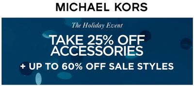 Michael Kors Canada The Holiday Event: Save 25% off Accessories + up to 60% off Sale Styles