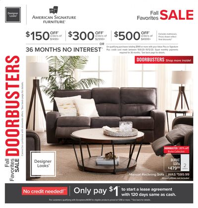 American Signature Furniture Weekly Ad Flyer October 6 to October 12