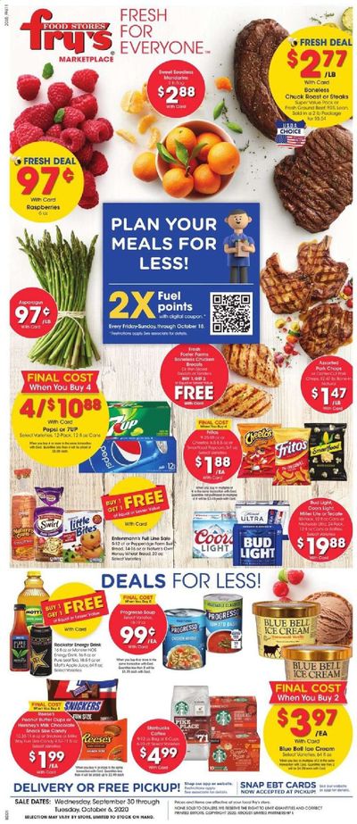 Fry’s (AZ) Weekly Ad Flyer September 30 to October 6