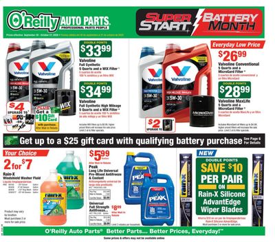 O'Reilly Auto Parts Weekly Ad Flyer September 30 to October 27