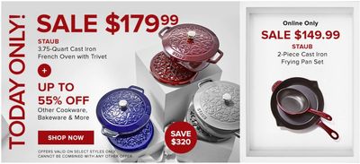 Hudson’s Bay Canada One Day Sale: Today, Save 64% on STAUB Lilly Lid Essential 3.75 Quart Cast Iron French Oven with Trive + 55% Off Other Cookware