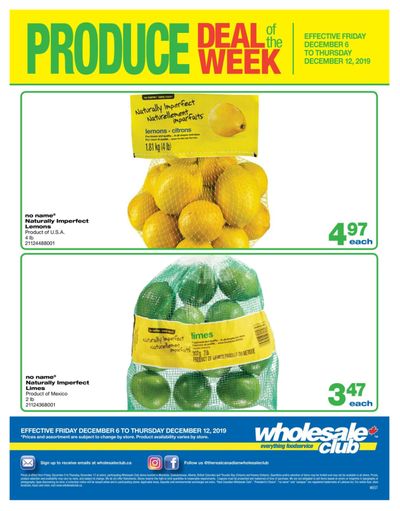 Wholesale Club (West) Produce Deal of the Week Flyer December 6 to 12