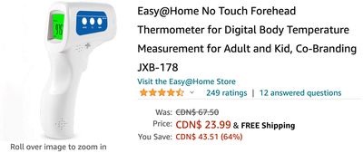 Amazon Canada Deals: Save 64% on Easy@Home No Touch Forehead Thermometer + 20% on Keurig Coffee Maker + More Offers