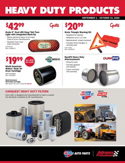 Carquest Weekly Ad Flyer September 1 to October 31