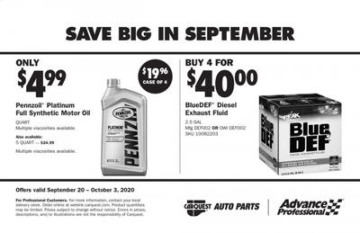 Carquest Weekly Ad Flyer September 20 to October 3