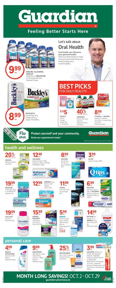 Guardian Pharmacy Flyer October 2 to 29