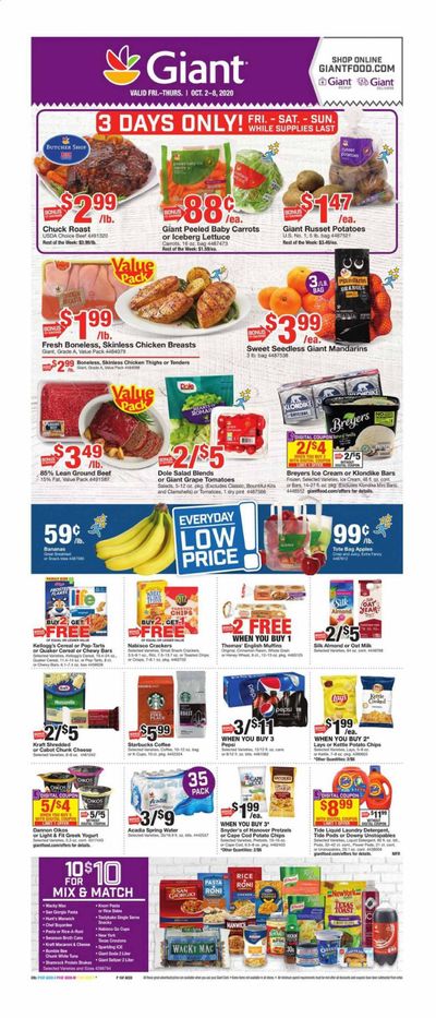Giant Food Weekly Ad Flyer October 2 to October 8