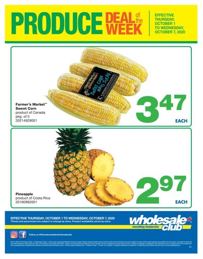 Wholesale Club (Atlantic) Produce Deal of the Week Flyer October 1 to 7
