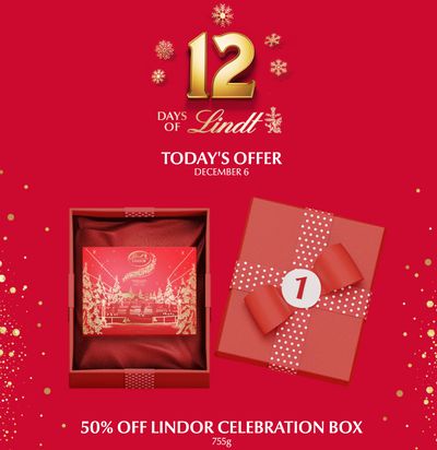 Lindt Chocolate Canada Holiday 12 Days Of Deals: Today, Save Save 50% off Lindor Celebration Box 755g.