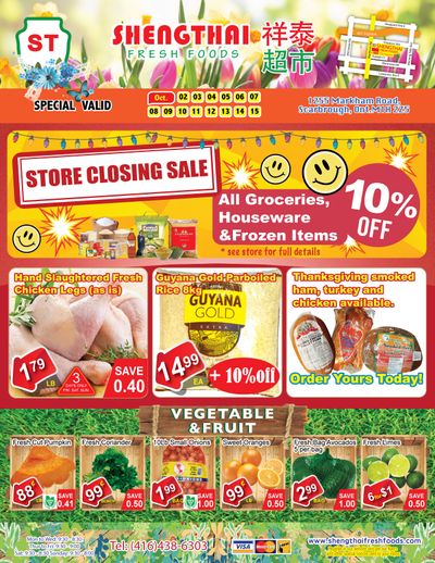 Shengthai Fresh Foods Store Closing Sale Flyer October 2 to 15