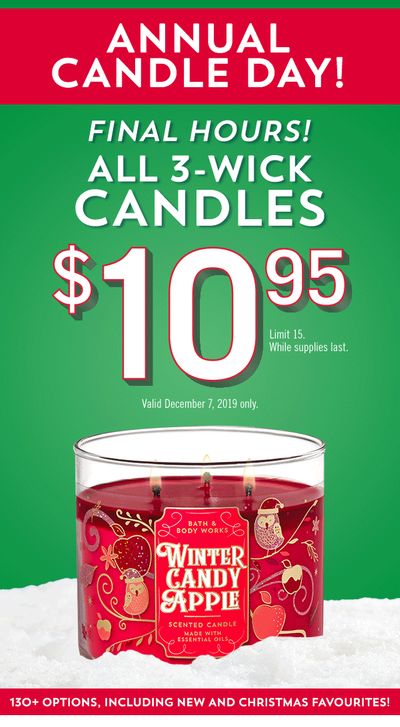 Bath & Body Works Canada Candle Day: Today, Only $10.95, All 3-Wick Candles!