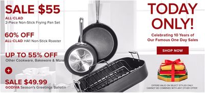 Hudson’s Bay Canada One Day Sale: Today, All-Clad HA1 2-Pack Non-Stick Frying Pans for $55 + Extra 20% off with Coupon Code