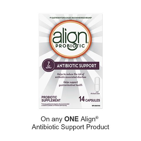 Save $2.00 when you buy any ONE Align Antibiotic Support Product (excludes trial/travel size, value/gift/bonus packs) Save $2.00 when you buy any ONE Align Antibiotic Support Product (excludes trial/travel size, value/gift/bonus packs)