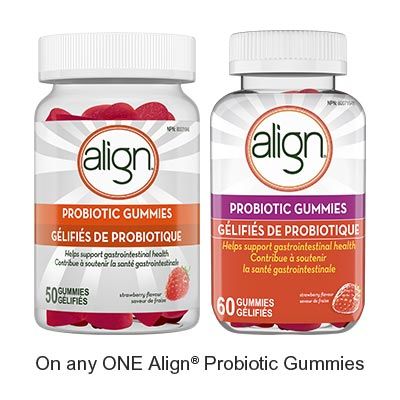 Save $3.00 when you buy any ONE Align Gummies Probiotic Product (excludes trial/travel size, value/gift/bonus packs)