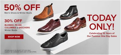 Hudson’s Bay Canada Holiday One Day Sale: Today, Save 50% off Men’s Shoes & Winter Boots + More Deals