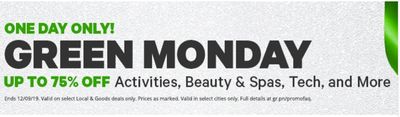 Groupon Canada Green Monday Sale: Save up to 75% off on Activities, Beauty, Restaurants, Apparel, Tech & More