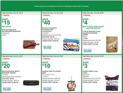 Costco Canada More Savings Weekly Coupons/Flyers for: Quebec, December 9 – 24