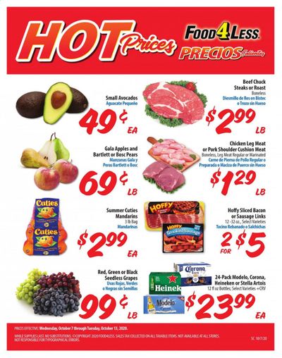 Food 4 Less (CA) Weekly Ad Flyer October 7 to October 13